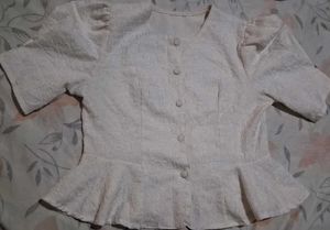 Vintage Peplum Button-Down Top