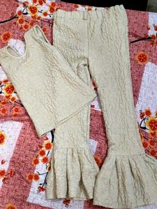 Ivory Top and Bell Bottom Pants Set