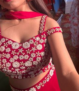 Pearl Work Red Sharara