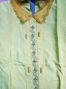 Yellow Kurti with Pearl Details