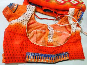 Radiant Deep Orange Saree &amp; Blouse Combo