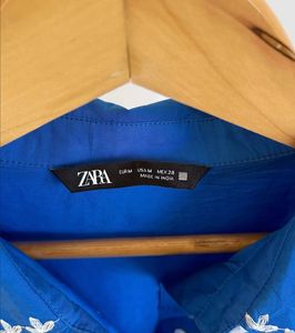 Zara Blue Embroidered Top