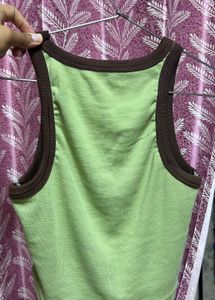 Green & Brown Ringer Tank