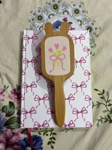 Pink Coquette Wooden Hair Brush🎀bowclip+scrunchie