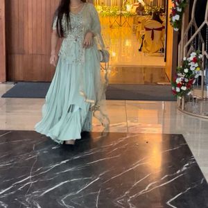 Elegant Sage Green Indian Dress