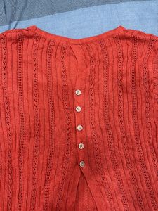 Coral Ribbed Top