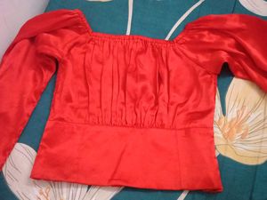 Red Satin Top