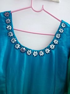 Double Colour Glass Work Gown