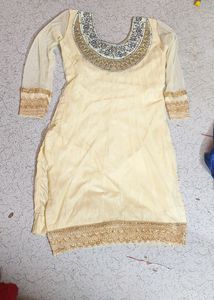 Navy Blue Satin Lehnga And Cream Kurti