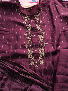 Wine Colour Kurta Set