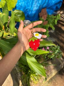 Crochet Strawberry Keychain