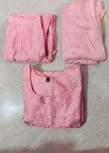 Pink Embroidered Kurta Set