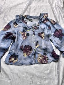 Y2k Floral Crop Shirt 🌸💐