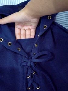 Navy Lace-Up Halter Dress