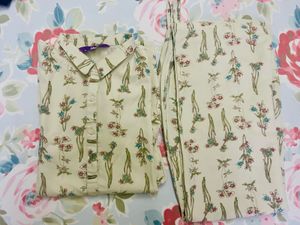 Floral Printed Mandarin Collar Longline Co-ord Set