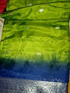 Elegant Green & Blue Saree