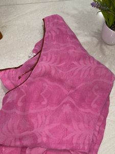 garden print pink saree