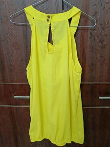 Pantaloons Yellow Spaghetti Neck Top(Size L)