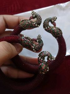 Maroon Peacock Kada Set