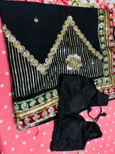 Beautiful 🖤 Black PartyWear Saree With Blouse