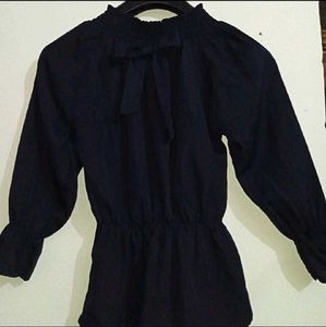 off shoulder navy blue top