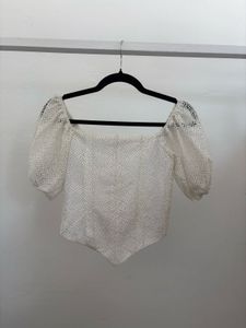 White Puff Sleeve Crop Top
