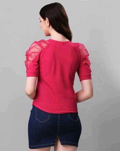 Pink Puff Sleeve Top
