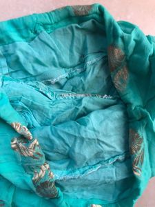Teal And Gold Patterned Salwar