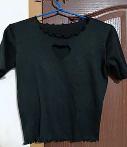 Black Heart Cutout Top