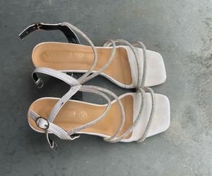 White Silk Heel For Women
