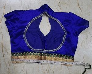 Stylish collar Blue Sari Blouse
