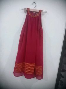 Global Desi Halter Neck Hot Pink Sleeveless Dress