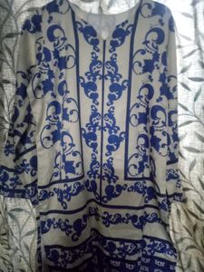 Blue & White Printed Kurti