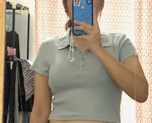 H&amp;M Ribbed Cropped Polo Top
