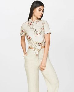 AND Half Sleeves Rayon Off White Tie-Up Shirt