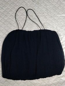 Elegant Blue Top with Embellished Neckline