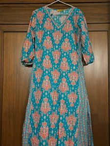 Turquoise & Peach Print Dress