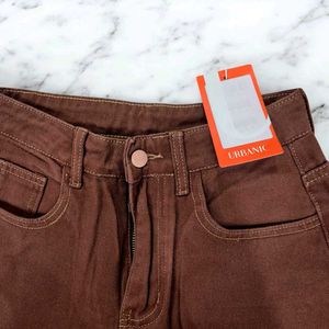 Brown Distressed Wide-Leg Jeans for Women