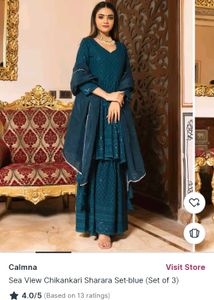 TealBlue Embroidered Kurta by aacho