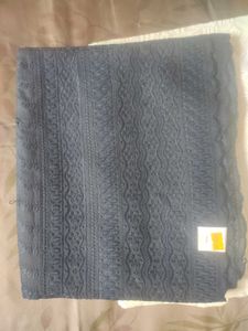 Blue Embroidered Cotton Pants