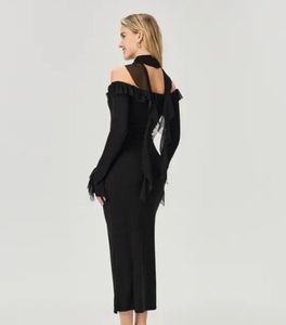 Lettuce Trim Bodycon Dress With A Neck Scarf