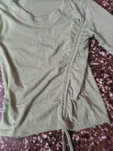 Mint Green Ruched Long Sleeve Top
