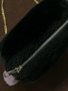 BLACK FUR SLING BAG