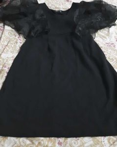 Black Dress with Puff Sleeves