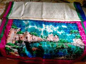 White Saree With Border And Artistic Pallu