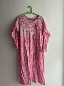 Pink Embroidered Kurta