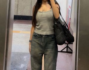 Grey Ribbed Tank Top