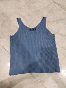 Blue Grey V- Neck Top