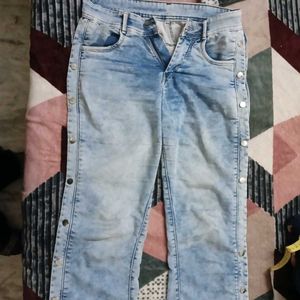 Flare Jeans with Button Detail