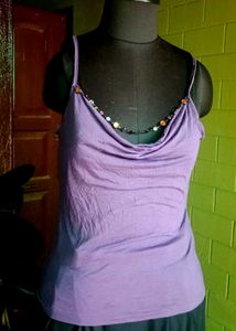 United Colors Of Benetton Purple Beaded Cami Top
